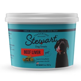 Stewart Freeze Dried Dog Treats, Beef Liver, Healthy, Natural, Single Ingredient, Grain Free Dog Treat, Liver Treats for Dogs, 2 Ounces, Resealable Tub