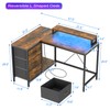 Patikuin L Shaped Desk with Power Outlets & LED Lights,