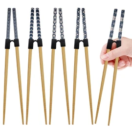 7PCS Training Chopsticks for Adults & Kids - Chopsticks for Beginners Learning Set | Japanese Style Wooden Training Chopstick, Reusable & Dishwasher Safe (8.86 Inch)​
