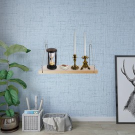 Fabric Walls Cubicle Shelf with Hooks, 11.8' Wooden Cubicle Shelves with Hangers, Cubical Accessories for Work, Office Cubicle Wall Decor, Cubicle Decorations for Women Men Desk (1, Natural)