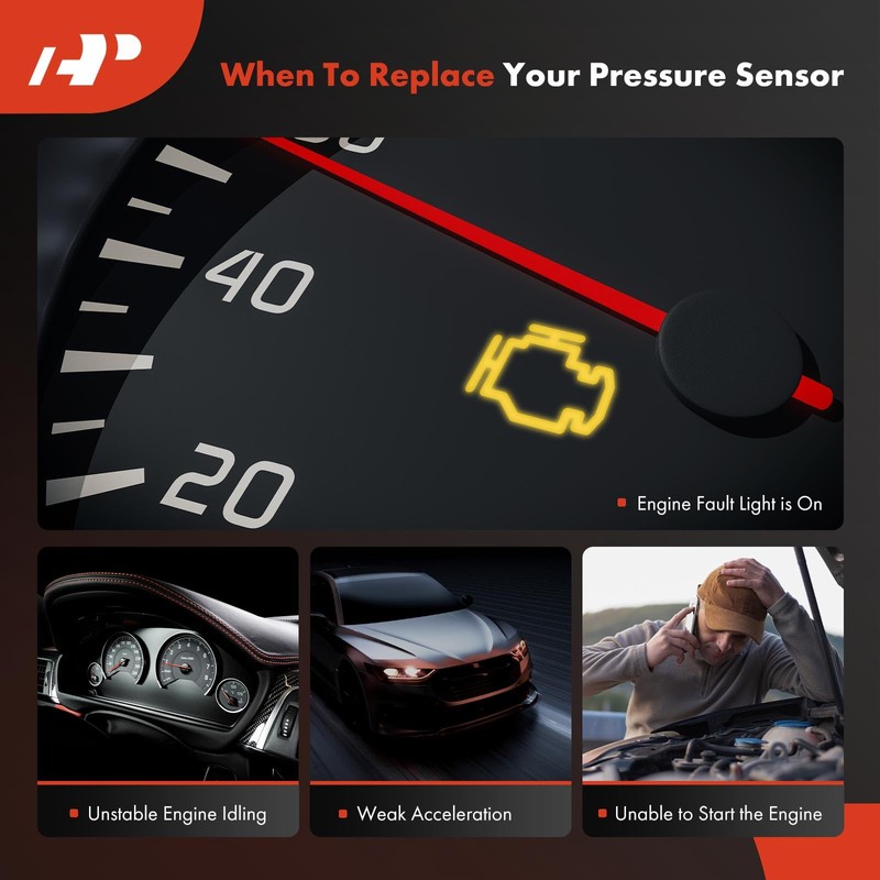 A-Premium Fuel Rail Pressure Sensor [3 Pins] Compatible with Mitsubishi