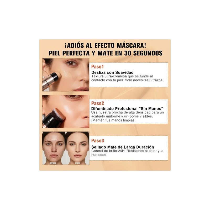 Base De Maquillaje En Barra Correctora Duradera Con Brocha