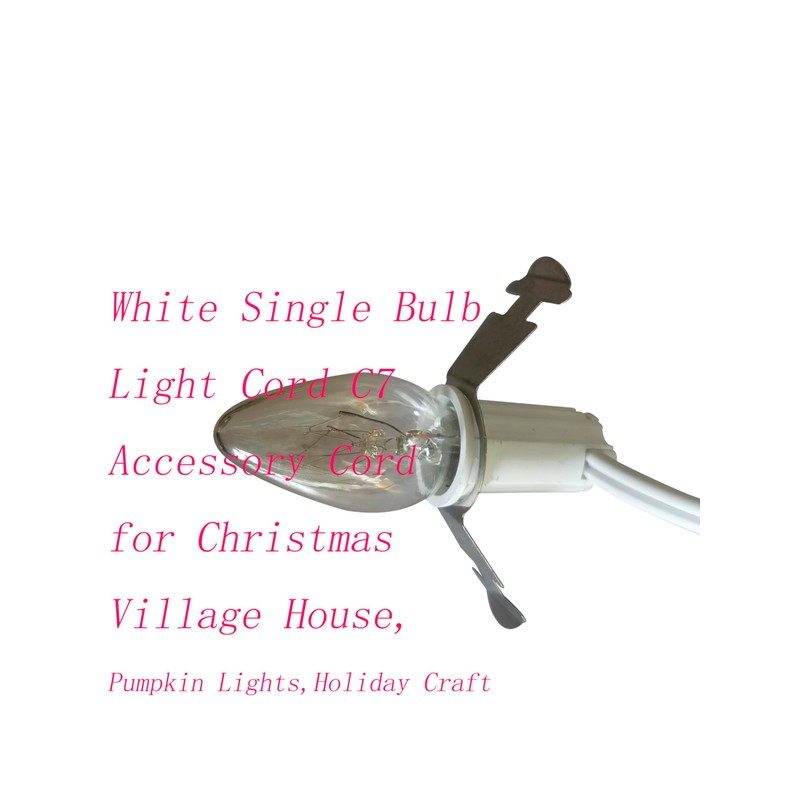 White Single Bulb Light Cord C7 Accessory Cord for Christmas