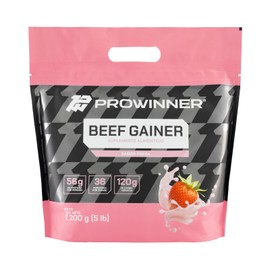 PROWINNER  Beef Gainer Sabor Fresa, Suplemento Alimenticio, para Entrenamiento, 120g de Carbohidratos, 56g de Proteína, 3.6g de Creatina y 19g de...  