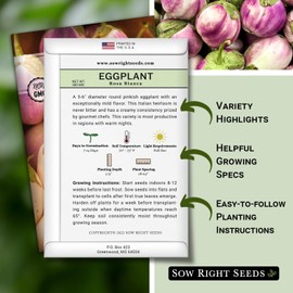 Sow Right Seeds - Rosa Bianca Eggplant Seed for Planting - Productive Variety Prized by Chefs - Non-GMO Heirloom Packet with Instructions to Plant an Outdoor Home Vegetable Garden - Pink and White (1)