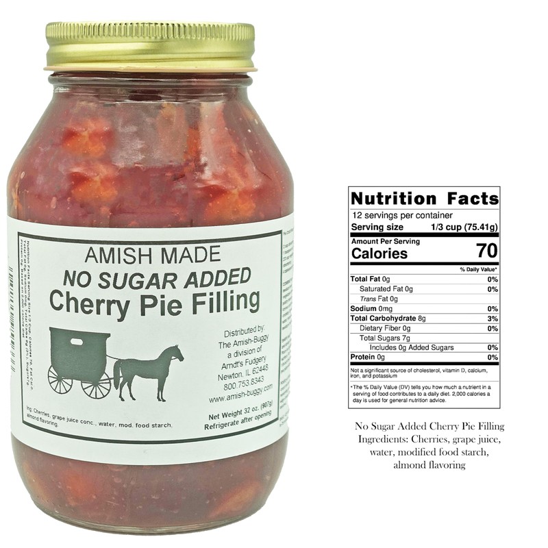 Amish Pie Filling No Sugar Added Cherry - TWO 32