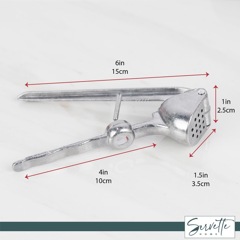 Metal Garlic Press 6 Inches Long Garlic Crusher with Skin