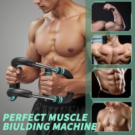 Holifada Twister Arm Trainer,40-100lb Adjustable Chest Workout Device,Portable Power Twister Bar,Twist Arm Trainer,Forearm Strengthener Exerciser Spring Resistance for Home Fitness (Blue)