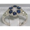 Victorian Ladies Solid Sterling Silver Natural Fiery Opal & Sapphire