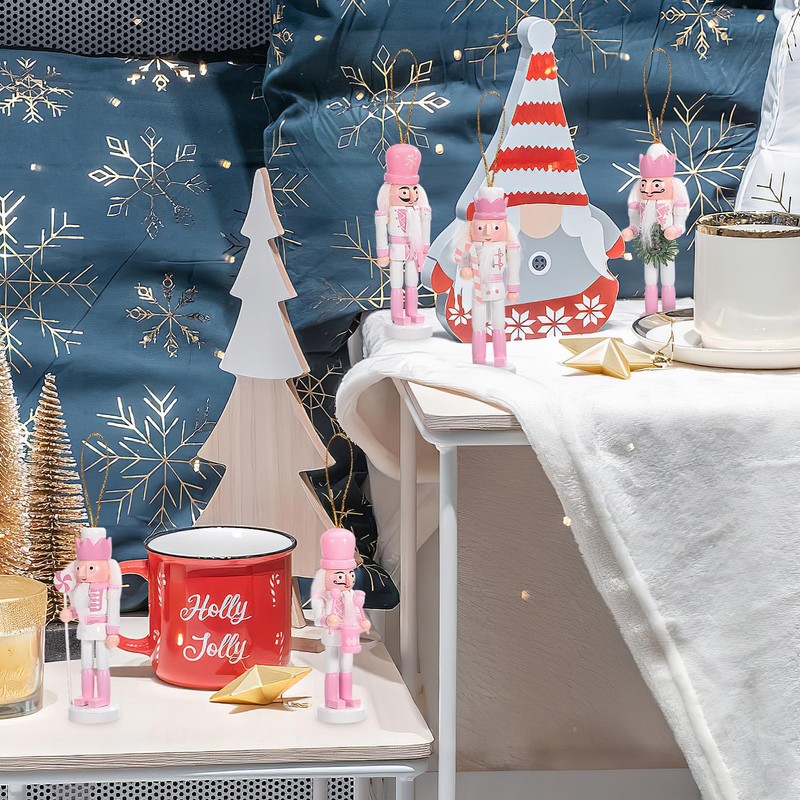 VALICLUD 5pcs Christmas Nutcracker Ornaments Mini Nutcracker Soldier Figures Wooden