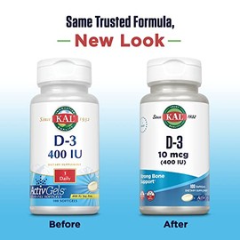KAL D-3 400 IU Softgels, 100 Count by Kal