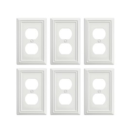 ZILLSEA Decorative Framed Design Switch Plates Outlet Covers, Duable Metal Wall Plates (Off White/1 Duplex 6 Pack)