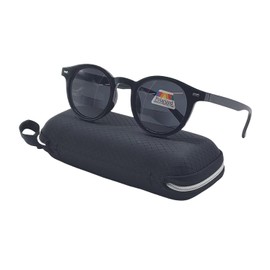 SydeStyle Polarized Bifocal Sunglasses Reading Glasses for Men Women Round Oval Circle Outdoor Pickleball Sun Readers UV100 Block (Black, 2.50, x)