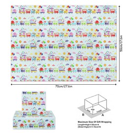 Colorul Cute Animal Party Choo Choo Train With Flower Sunshine Clouds and Happy Balloons Gift Wrapping Paper For Birthday Holiday Christmas- (28"x20" Per Sheet, Foled Flat 4-Sheets, 1-Designs: 15 sq.