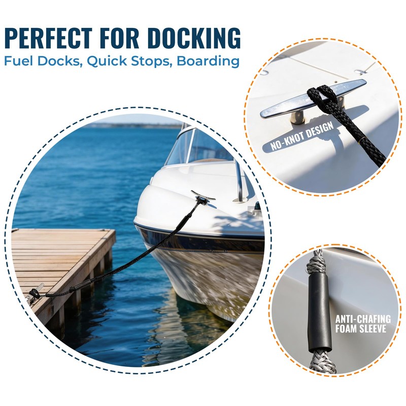 Boat Accessories 2PCS 5 Feet Premium Bungee Boat Lines 30cm