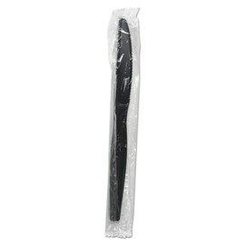 Boardwalk KNIHWPSBIW Heavyweight Wrapped Polystyrene Cutlery, Knife, Black, 1000/Carton