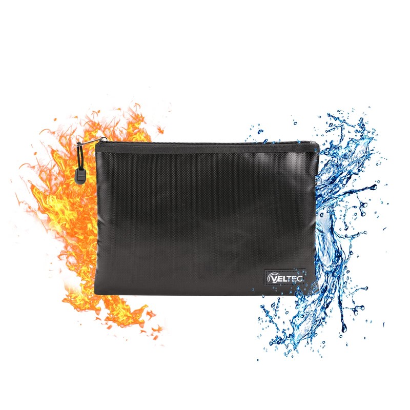 Veltec Fireproof and Waterproof Zipper Pouch Bag for Valuables, Documents,