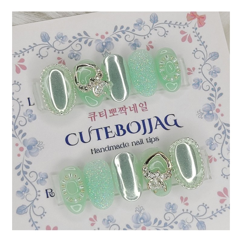 Mint Mary Handmade Nail Tips - Square M / 민트