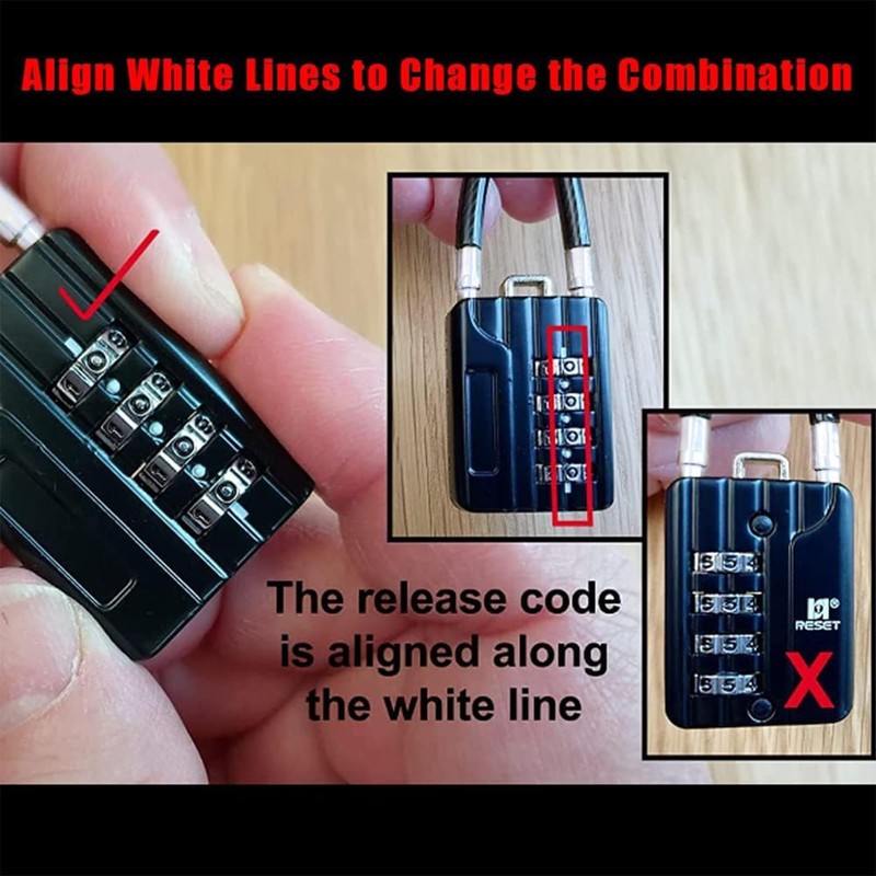 RESET -204 4-Digit Combination Lock with 50 cm Wire Rope,