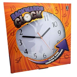 Zugar Land Funny Black Backwards Joke Wall Clock (9") Large Numbers. Runs Counterclockwise and Reverse