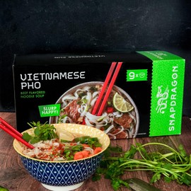 Snapdragon Bulk Pho Bowls - 9-Pack Instant Noodles with Slurpable Pho Broth and Gluten Free Rice Cup Noodles. 3-Minute Microwave or Hot Water for Quick Soup Meals or Snacks
