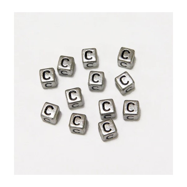 JOLLY STORE Crafts 6mm Silver Metallic Alphabet Beads Black Letter