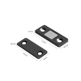 Mousike Magnetic Door Catch Ultra Thin Cabinet Magnets Stainless Steel Drawer Magnet Catch for Sliding Door Closure Kitchen Cabinet Cupboard Closet Closer (Black-4Pack)
