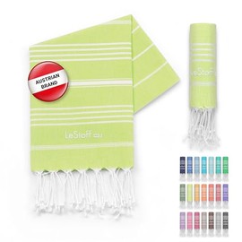 LeStoff Premium Hammam Towel - 100% Organic Cotton - Pre-washed Sustainable Absorbent & Quick-drying - Beach, Bath, Shower, Yoga, Spa & Travel Towel (50 x 100 cm, Lime)