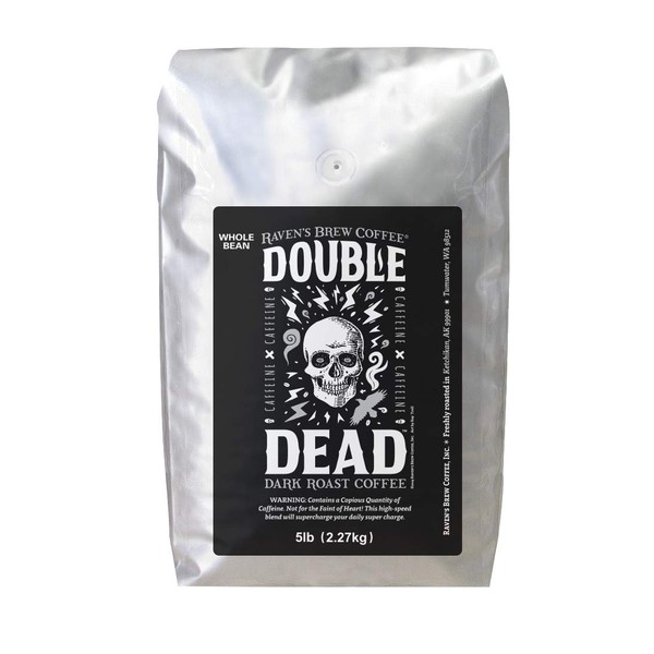 Raven’s Brew Coffee - Double Dead™ - Dark Roast, Naturally High Caffeine (Whole Bean, 5 lb)