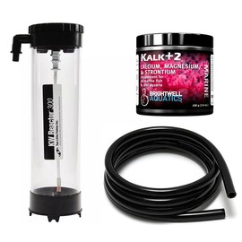 Two Little Fishies KW Reactor 300, Brightwell Aquatics Kalk+2 450 Grams, Towel, & 1/2" Black Hose Bundle (4 Items)