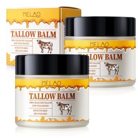 2 Jars Beef Tallow Face Cream Skin Care, Face Moisturizer Tallow and Honey Balm Face Body Butter for Very Dry Skin, Hydrating Serum All Purpose...    