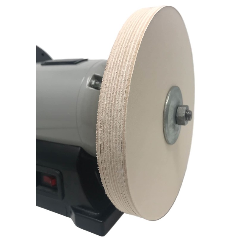 8 in Leather Honing Stropping Wheel Includes Premium White Buffing