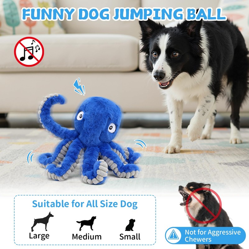 VOXGET Interactive Dog Octopus Toy, Upgrade Automatic 1.5H Jumping Ball