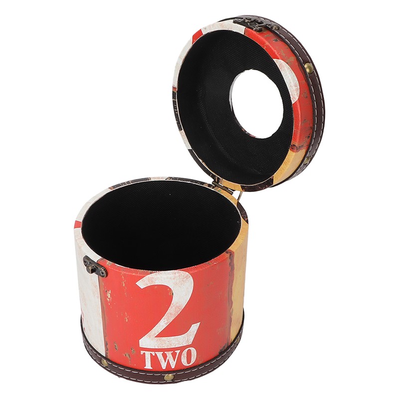 Retro Tissue Box Cylindrical Fashionable PU Leather Wooden Napkin Storage