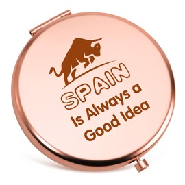 Xiecolty Spain Travel Gift Compact Mirrors Spain Souvenir Trip Favors for Traveler Lovers Spainish Vacation Gift for Girls Friends Sister Birthday for Women Spain Lovers Folding Makeup Mirror