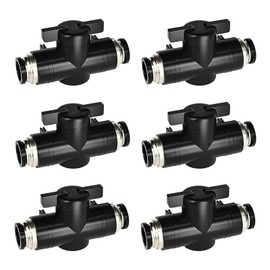 6 Stück Pneumatik Steckverbinder 6mm Pneumatik Steckverbinder Gerade Pneumatischer Kugelhahn mit Absperrhahn Push to Connect Steuerventilfittings für Schnellen Anschluss von Luftleitungen