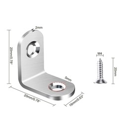 20Pcs Stainless Steel L Brackets - 20mm Right Angle Corner Brace, Heavy Duty Metal, 90 Degree Joints (0.79"x0.79"x0.63")