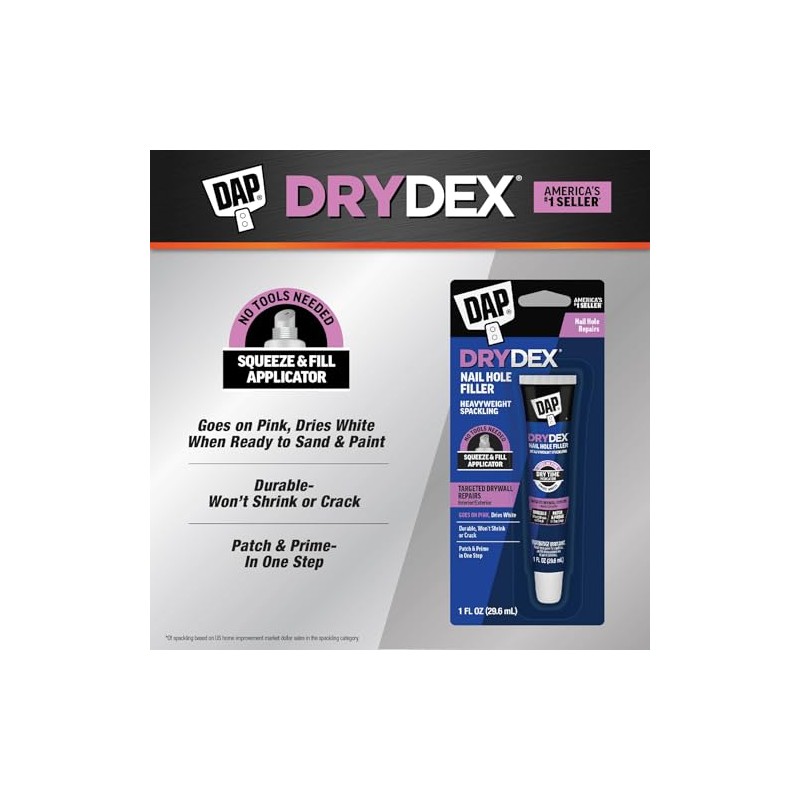 DAP DryDex Dry Time Indicator Spackling, Pink/White, 1 oz (7079800944)