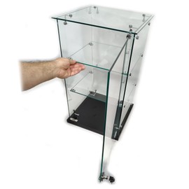 Frameless Counter Top Glass Showcase, Display Case with Lock & 10.75" Shelves: 24" H x 13" L , 1 Unit