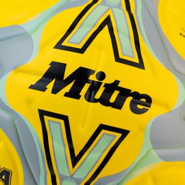 Mitre Delta Football | Very Durable | Improved Accuracy and Consistency, Yellow/Black/Grey (Fluo Yellow/Black/Circle Grey), 4