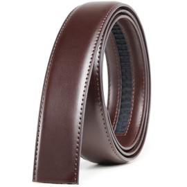 Founders & C Mens Leather Ratchet Belt Strap Only 1 3/8" Without Buckle (40"-50" Waist Adjustable, Dress brown leather)
