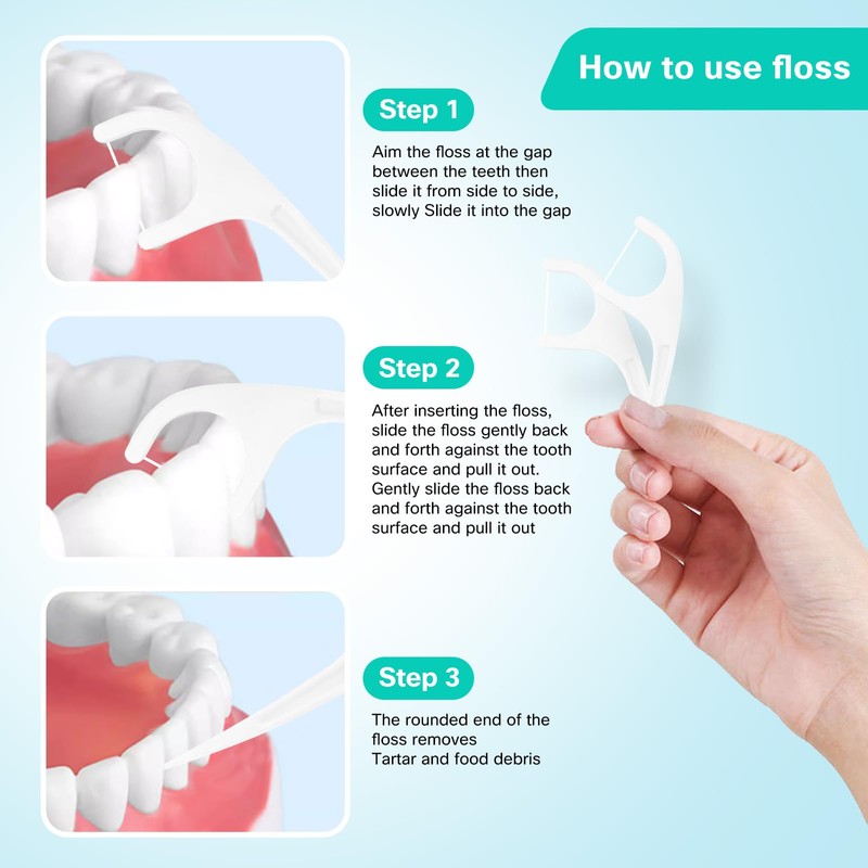 COCOBURI 50 Count Individually Wrapped Dental Floss Picks-Oral Care Flossers