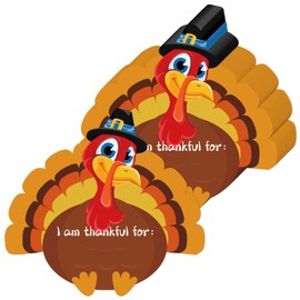 MixTeach 120Pcs Thanksgiving Table Place Cards Turkey Paper Table Decor Fall Thankful for Fill in Gratitude Cards Turkey Paper Cutouts for Autumn Fall Thanksgiving Events Harvest Dinner Party Supplies