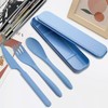 Travel Utensils Set with Case 2 Sets Reusable Wheat Straw