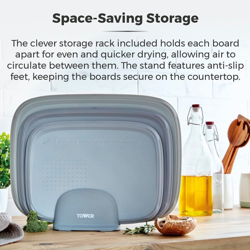 Tower T847035 3pce Nesting Chopping Board Set with Ruler and