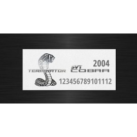 Custom SVT Terminator Cobra / Truck Interior Engine Engraved Badge Dash Plaque