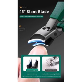 Beveled Nail Clippers 2pcs, Thick Nails Wide Mouth Nail Clippers, Steel Cutters for Adults, Men, Women Elderly Splash Proof, Toe Growing Inward, Ultra Sharp (Black and Gray)