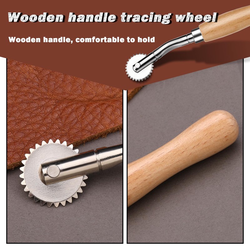 Nitlak 2 PCS Tracing Wheel with Wooden Handle Stainless Steel