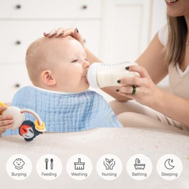 Synrroe Burp Cloths Large, Muslin Burp Cloths for Baby Girls and Boys, Pack of 4 Extra Absorbent and Soft Muslin Bibs, 6 Layers 20 by 10 Inches 100% Cotton (Mix 10 Pack)