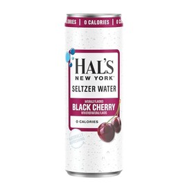 Hal’s New York Seltzer Water, Black Cherry Sparkling Water, 12 Fl Oz Slim Can (Pack of 24)